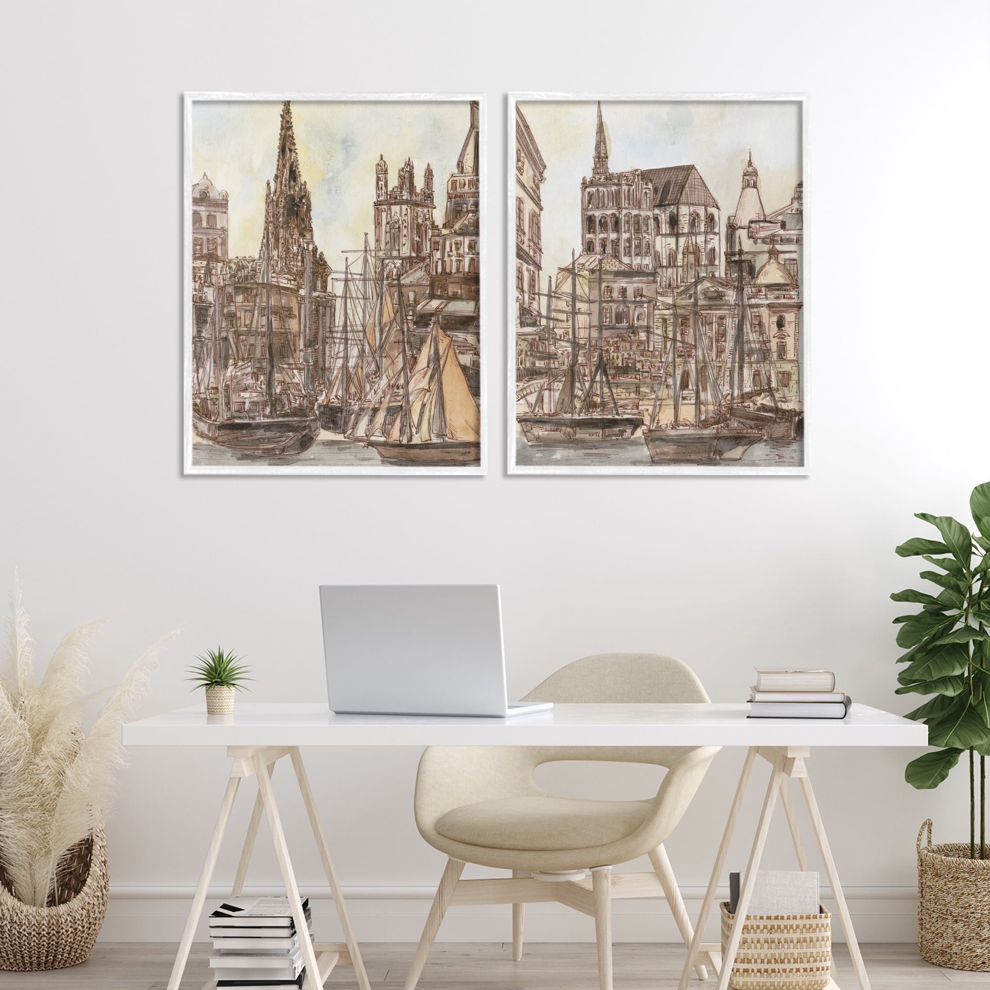 Stupell Industries Salted Remnants Pier 2 Piece White Framed Giclee Art Set, design by Melissa Wang