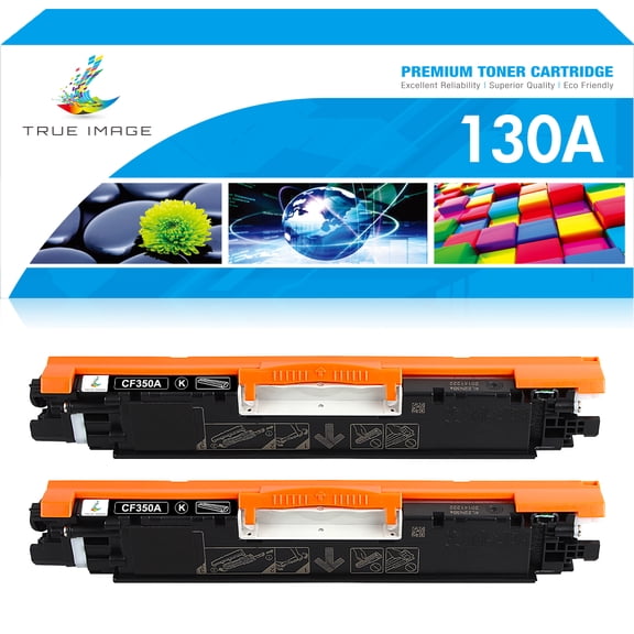 True Image 2-Pack Compatible Toner Cartridge for HP CF350A 130A Work with Pro CP1025NW MFP M176 M177fw M275 M175A M175NW Printer (Black)