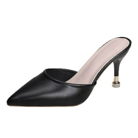 

GWAABD Sandals Wide Width for Women Sandals Fashion New Pattern Summer Solid Pointed Toe Slim Heel Non Slip Slip On High Heels