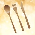 thumbnail image 3 of 3pcs Bamboo Forks Spoons Cutters Set Japanese Style Wood Cutlery Utensils Tableware for Dinner Barbecue (Spoon Fork and Cutter), 3 of 8