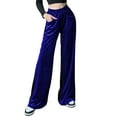 thumbnail image 2 of Txlixc Pantalones de terciopelo de piernas anchas para mujeres, pantalones elásticos casuales de cintura alta y ancha Txlixc  moda, 2 of 5