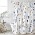 thumbnail image 6 of Polyester Fabric Blue Yellow Spring Floral Shower Curtain, Watercolor Botanical Flowers Waterproof Bathtub Curtain Bathroom Decor Set with Hooks 66 x 72 Inches, 6 of 6