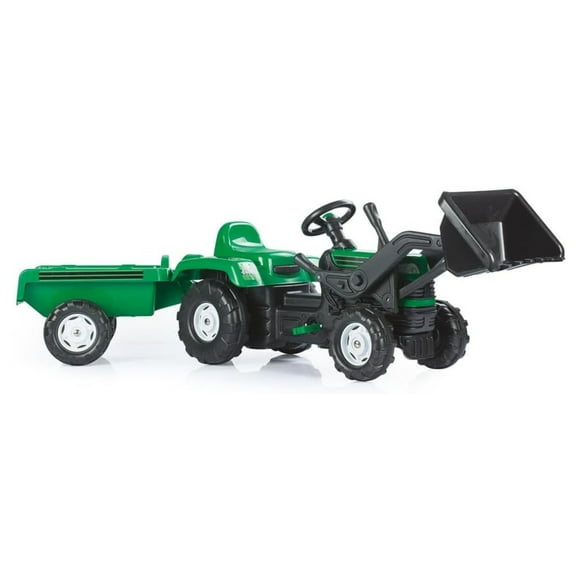 DOLU Pedal Ride On Tractor with Full Ranchero Trailer, Kids Toy Vehicle with Front Loader