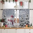 thumbnail image 3 of Grey Christmas Sheer Curtains 54 Inches Long, Snowman Gray Winter Snowflake Xmas Tree Light Filtering Window Curtains for Living Room, Rod Pocket Voile Sheer Curtain Drapes, 52"Wx54"L, 2 Panels, 3 of 9