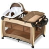 Dream On Me Princeton Deluxe Nap N Pack 3-in-1 Convertible Playard, Changer and Bassinet in Beige