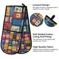 thumbnail image 2 of Yayeee Double Oven Mitt Kitchen Heat Resistant Baking 35" x7" Quilted Glove, Blue Jam, 2 of 6