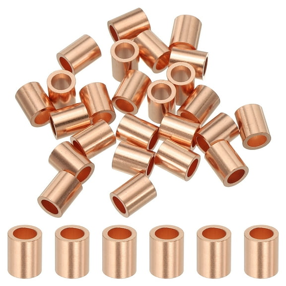 Uxcell 3/16"(4mm) Wire Rope Stop Sleeve, Copper Crimping Loops Sleeve Round Crimp Ferrules for Wire Rope and Cable Ferrule, Gold 25Pcs