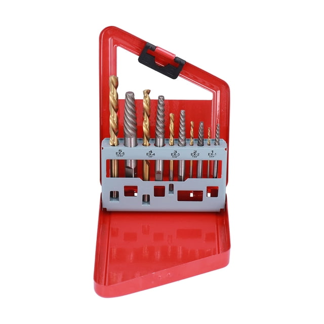 Wchiuoe Damaged Screw Extractor Set,Screw Extractor Drill Bit,10Pcs Screw Extractor Drill Bit Cobalt Left Hand Damaged Bolt Stud Removers Hardware