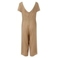 thumbnail image 5 of Summer Loose Fit Solid Color Deep V-Neck 1/4 Sleeve Rompers,New Hot Style Casual Button Jumpsuit Trousers for Women, 5 of 5