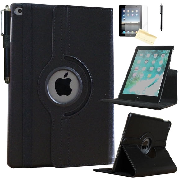 Jkytec case for iPad 6th 5th Generation 9.7 inch, for iPad Air 1/Air 2 Rotating smart Cover Stand with Wake up Sleep for A1893 A1954 A1822 A1823 A1566 A1567 A1474 A1475 (Black)