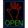 thumbnail image 1 of Green Open Psychic Blue Border LED Neon Sign 19" Tall x 15" Wide - inches Black Square Cut Acrylic Backing, with Dimmer - Bright and Premium built indoor LED Neon Sign for Storefront., 1 of 7