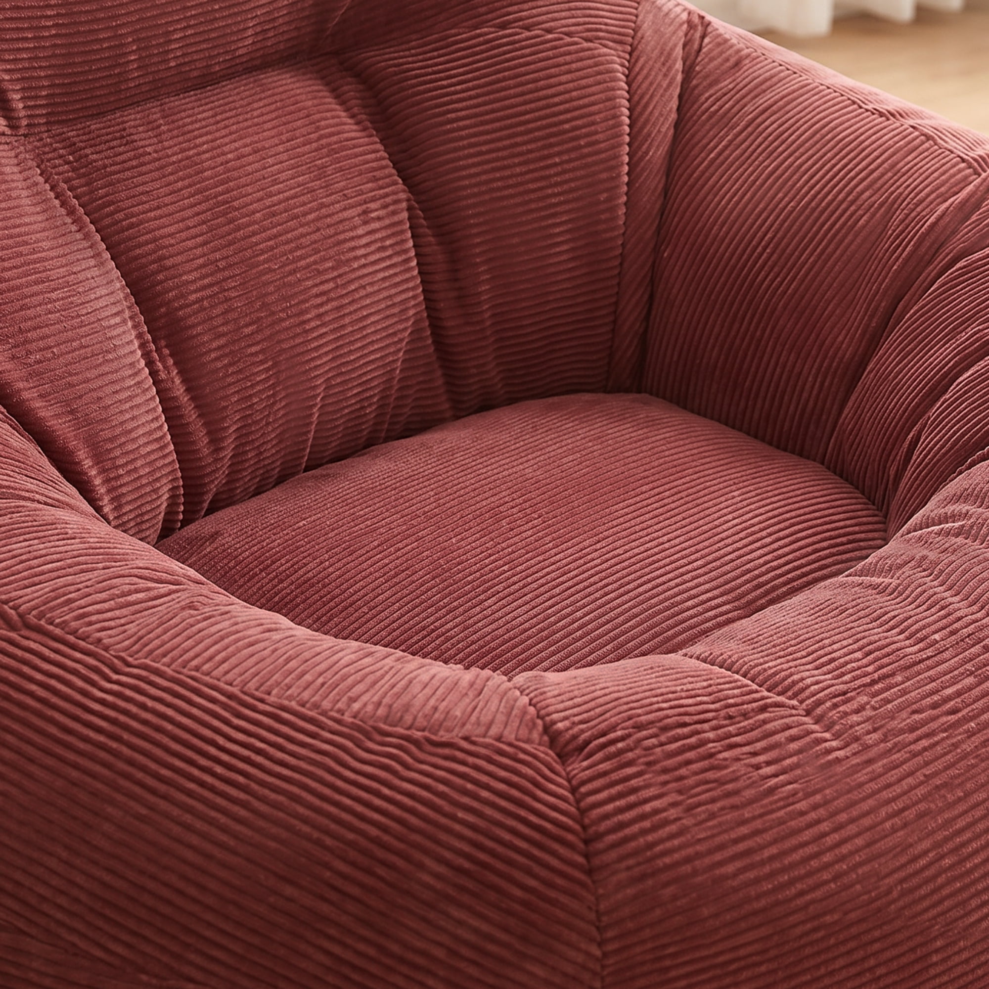 1PCS Kids Bean Bag Chair with Foam Filler, Corduroy Upholstered Bean Bag Sofa, No-Assembly Lazy Reading Chair