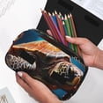 thumbnail image 6 of Rateoe Realistic Turtle Pattern Double Clamshell Pen Case, Storage Organizer with Two Zipper Compartments– Holds Up to 50 Pencils & Pens, 6 of 7