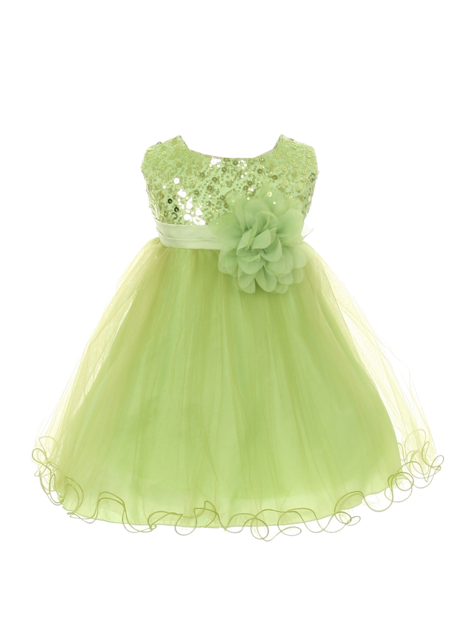 Kids Dream Kids Dream Baby Girls Lime Sequin Illusion Tulle Flower