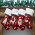 thumbnail image 3 of Christmas Stocking Gift Bag 18.5in Embroidery Exquisite Workmanship Home Decoration Linen Non-woven With Lights (No Battery), 3 of 11