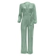 thumbnail image 4 of Wiyuqeen Women's Sparkly Jumpsuits Sequin Slim Fit Overalls Clubwear One Piece Deep V Neck Long Sleeve Pants Rompers with Belt, 4 of 5
