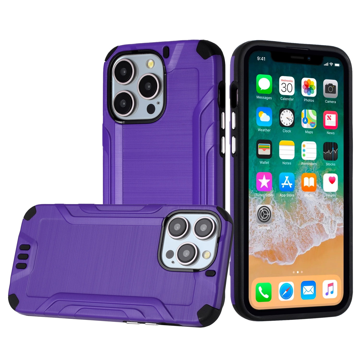 For iPhone 15 Case Exclusive Tough Metallic Hybrid Cover + 2