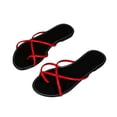 thumbnail image 3 of Xucatan Women's Crisscross Strap Flat Sandals, Multiple Glossy Thin Straps Low Heel Slippers, Patent Leather Casual Summer Shoes, Versatile Colorful Design for Spring Daily Gift, 3 of 9