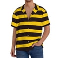 thumbnail image 3 of Disketp Men's Hawaiian Bee Stripe Print Shirts Button Down Holiday Beach Shirts-Medium, 3 of 7