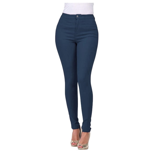 WTXUE High Waisted-Rise Colored Jeans Stretchy Pants for Women Blue