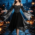 thumbnail image 3 of Halloween Witch Costume for Women, Off the Shoulder Dress, Adult Medieval Vampire Butterfly Sleeve Gothic Outfits for Halloween Cosplay Party, 3 of 8