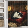 thumbnail image 5 of 4Pcs Shower Curtain Sets with Rugs Funny Cartoon Bookshelf Sleeping Cat Shower Curtain Set with Shower Curtain And Rugs 4 Piece for Book Gifts 12 Hooks for Bathroom Decor 72inch X 72inch, 5 of 8