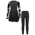 thumbnail image 1 of RUNQHUI Kids Girls UPF 50+ Rash Guard Swimsuits 2 Pieces Long Sleeves Dress with Pants Set Black 14, 1 of 7