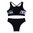 thumbnail image 2 of vastwit Girls 2 Piece Bathing Suit Criss Cross Bikini Tops with Bottoms Set for Beach Pool Party Black Lily 8, 2 of 7