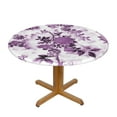 thumbnail image 2 of YFYANG Round Fitted Table Cloth, Waterproof Vintage Purple Floral Pattern Polyester Table Cover, Indoor Outdoor Decorative Tablecloths with Elastic Edge, 2 of 7