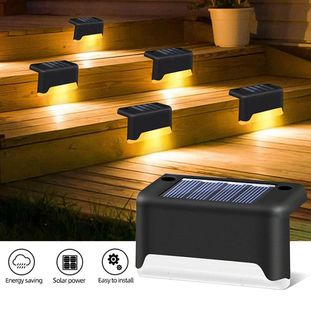 4PCS Solar Powered LED Deck Lights Outdoor Path Garden Stairs Step Fence Lamp US 