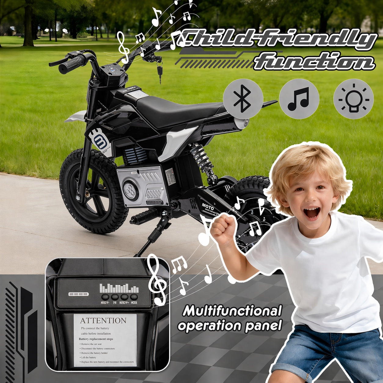 24V Electric Dirt Bike for Kids 5-12, SHINPT Ride On Toys for Kids 5-12, Toddler Motorcycle with 200W Motor, Speeds 3.11-9.32MPH, Electric Toy Motorcycle with Rear Shock Absorber, LED Lamp, Music