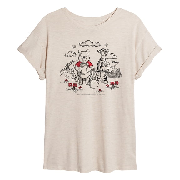 Winnie the Pooh - Character Group Honey - Juniors Oversized Graphic T-Shirt