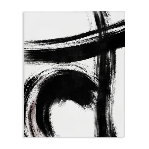 Stupell Industries Contemporary Black Brush Strokes Pink Detail Canvas Art, 16 x 20, by OnRei