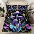 thumbnail image 2 of Manfei Female Men Purple Mushroom Twin Sheet Sets 3pcs,Starry Sky Twin Fitted Sheet Microfiber,Botanical Plants Breathable Flat Sheet,Microfiber Bedroom Decor, 2 of 7