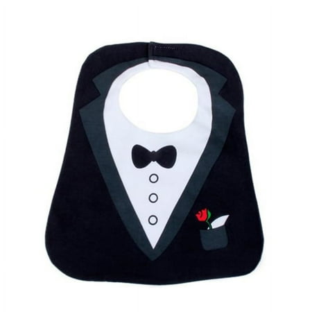 

Waterproof Tuxedo Pattern 3 Layer Toddler Baby Saliva Towel Baby Bibs (Black)