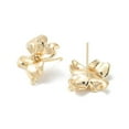 thumbnail image 2 of 10pairs Brass Micro Pave Cubic Zirconia Stud Earring Findings Cadmium Free & Nickel Free & Lead Free Flower Real 18K golden Plated 20x19mm Hole: 1mm Pin: 0.8mm, 2 of 3