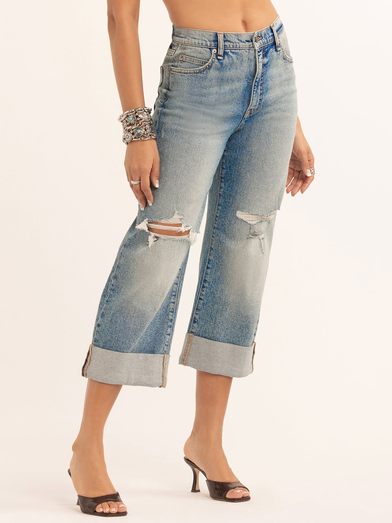 Jessica Simpson Women's Zinnia Wide Leg Boyfriend Jeans, Sizes 2-16