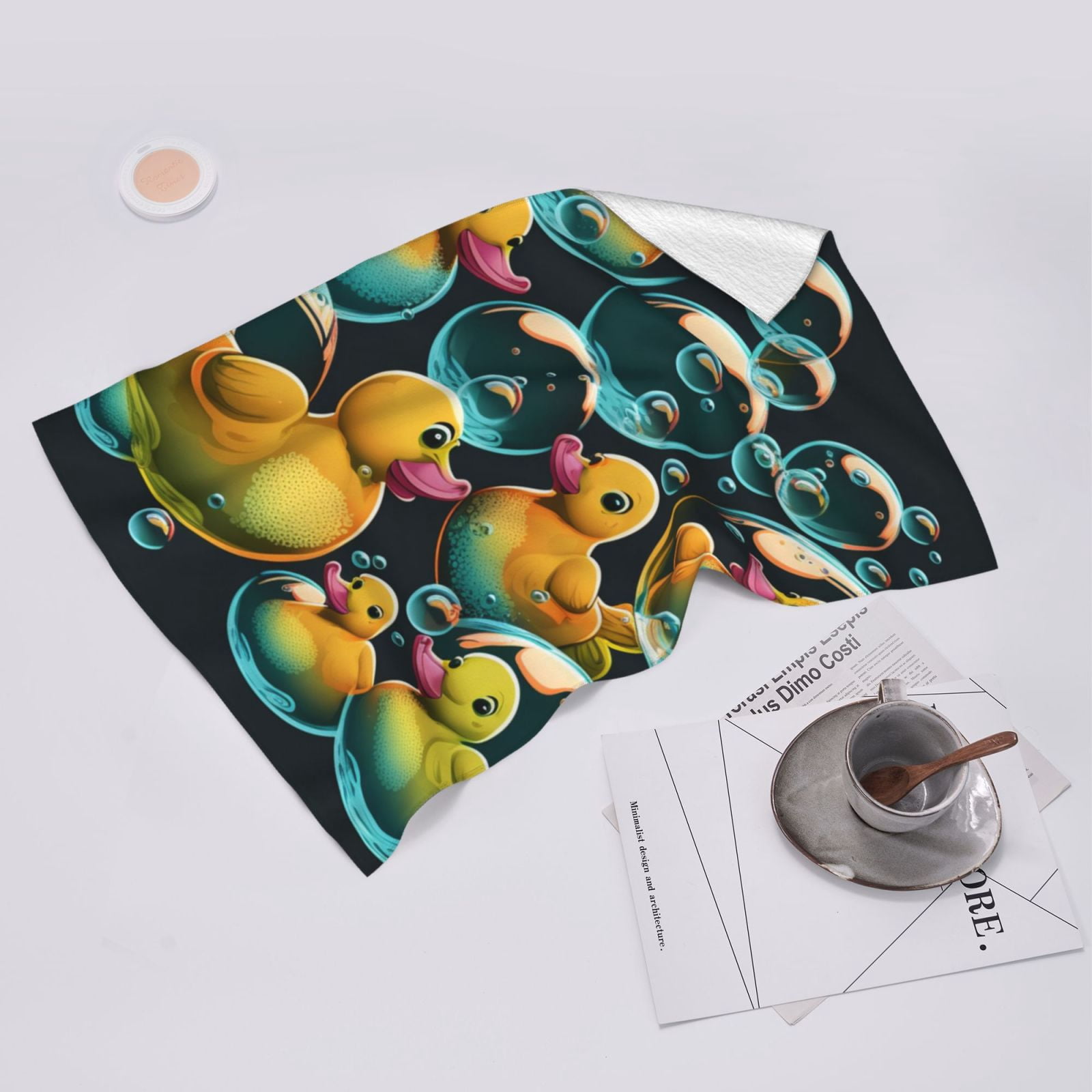 Cartoon Rubber Ducks Soap Bubbles Retro 27.5" x 16" Ultra Soft Hand Towel, Face Wash Cloth for Bathroom, Gym, Travel, Pool