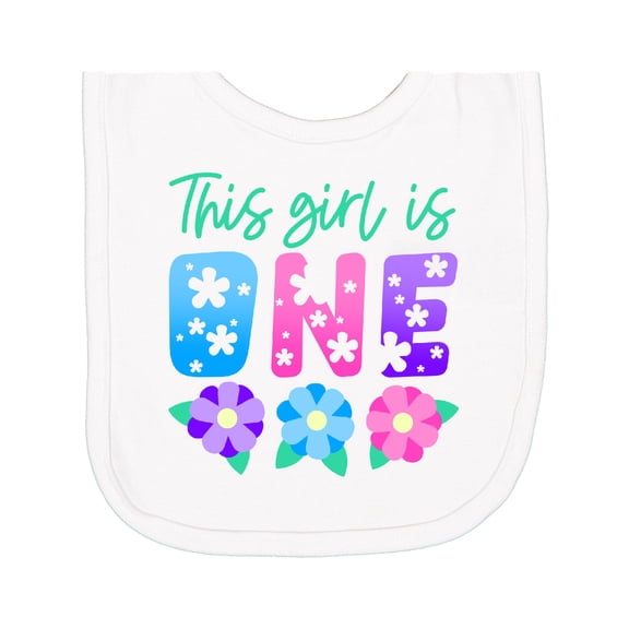 Inktastic This Girl is One Flower First Birthday Newborn Bib