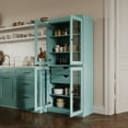 thumbnail image 5 of Palace Imports 100% Solid Wood Kitchen Pantry Storage Cabinet with Glass Doors, Adjustable Shelves and 2-Drawers, Aqua Blue, 5 of 6