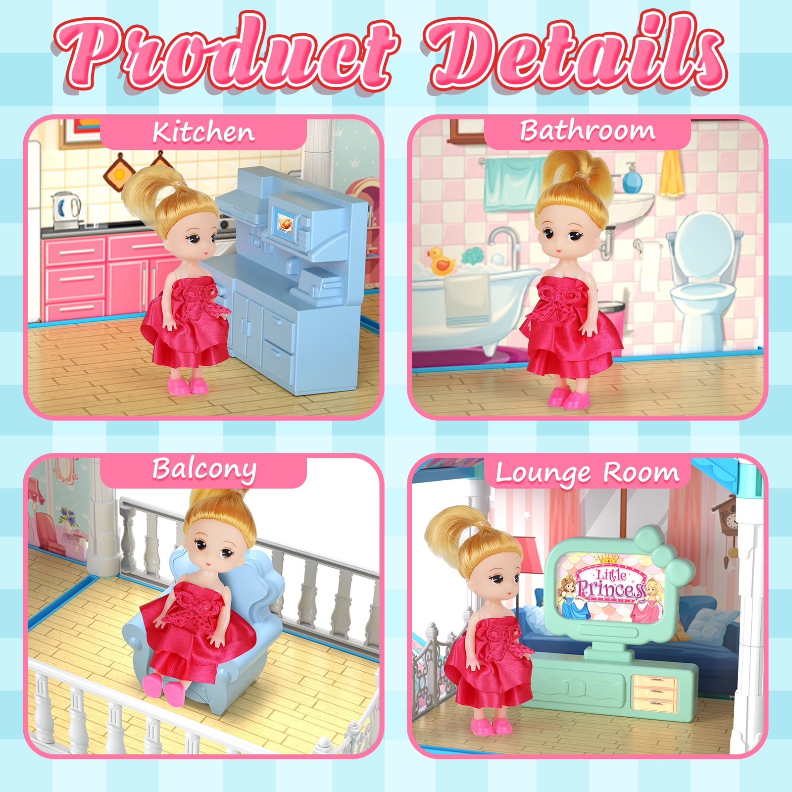 Doll House - Toys for 3 Year Old Girl, Dream Dollhouse 11 Rooms
