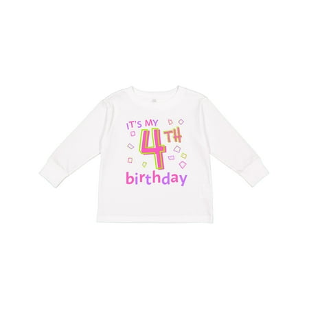 

Inktastic It s my Fourth Birthday Boys or Girls Long Sleeve Toddler T-Shirt