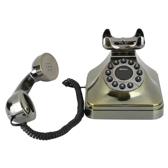 Vintage Landline Telephone: Antique Bronze High Definition Call, Large Button, US/UK Wiring