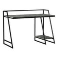 thumbnail image 3 of Meard Metal Writing Desk with USB Ports, Light Gray and Matte Black, 3 of 8