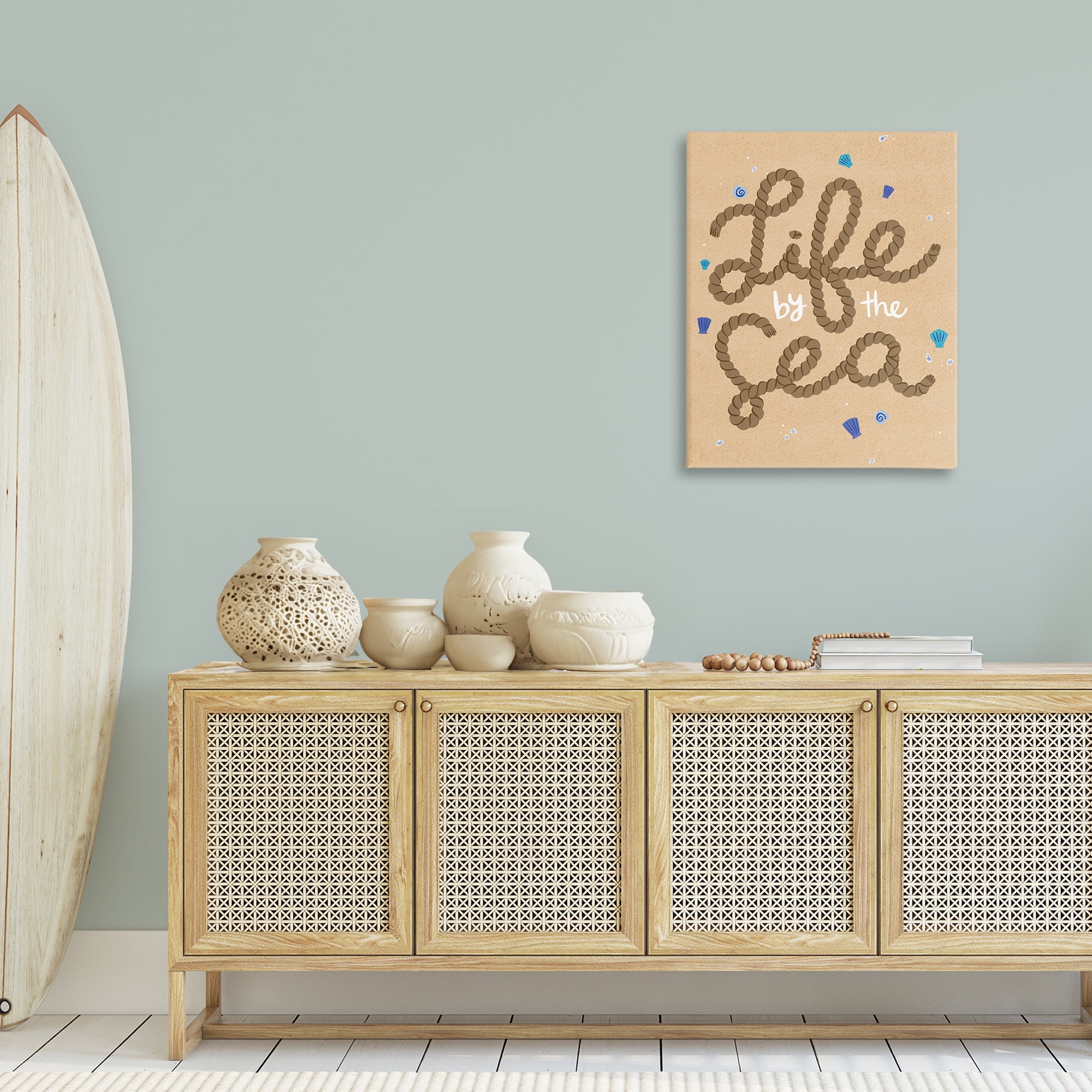 Stupell Industries Life By Sea Nautical Rope Nautical & Beach Painting Wrapped Canvas Art Print Wall Art, 24 x 30