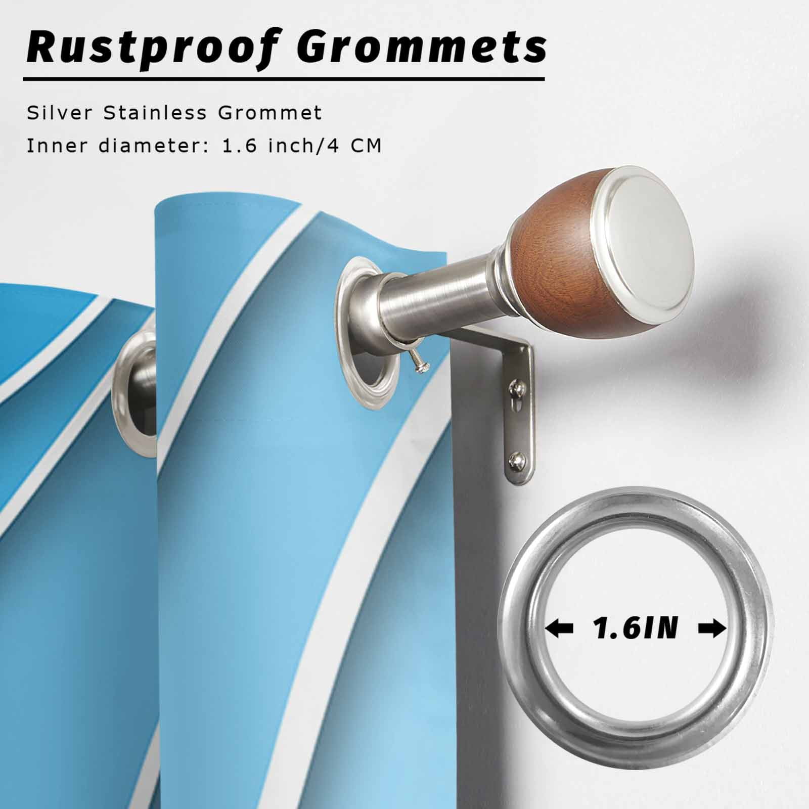 Outdoor Curtains for Patio Waterproof, Blue Aqua Ombre Windproof Pravicy Outside Porch Blackout Curtain, Modern Geometric Abstract Aesthetic Cream Sun Blocking Grommets Curtains for Cabana 54"x108"