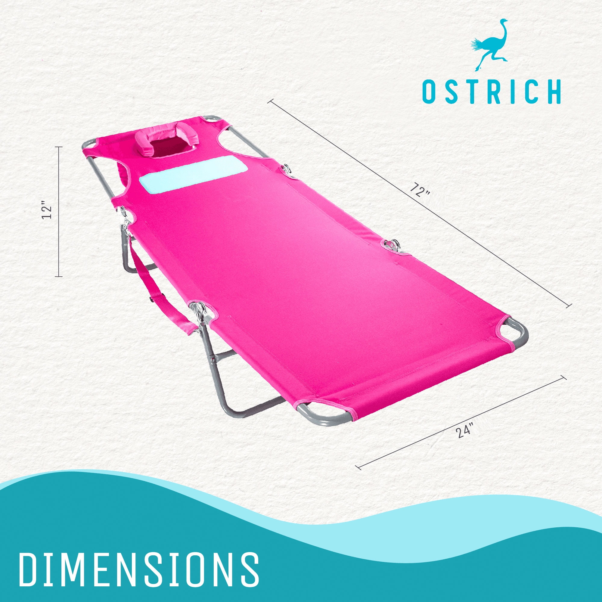 Ostrich Ladies Comfort Adjustable Lounger Beach Chaise Pink Polyester Steel Walmart