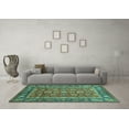 thumbnail image 3 of Ahgly Company Machine Washable Indoor Rectangle Oriental Turquoise Blue Traditional Area Rugs, 5' x 7', 3 of 4