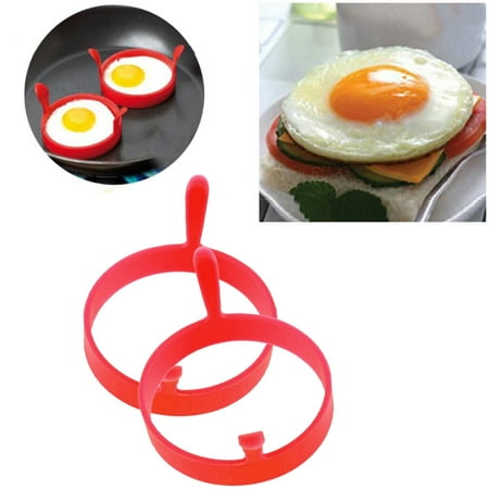 

MRULIC Kitchen supplies 2 X SILICONE EGG FRYING RINGS FRY FRIED POACHER MOULD PERFECT FOR PANCAKES RING + Red