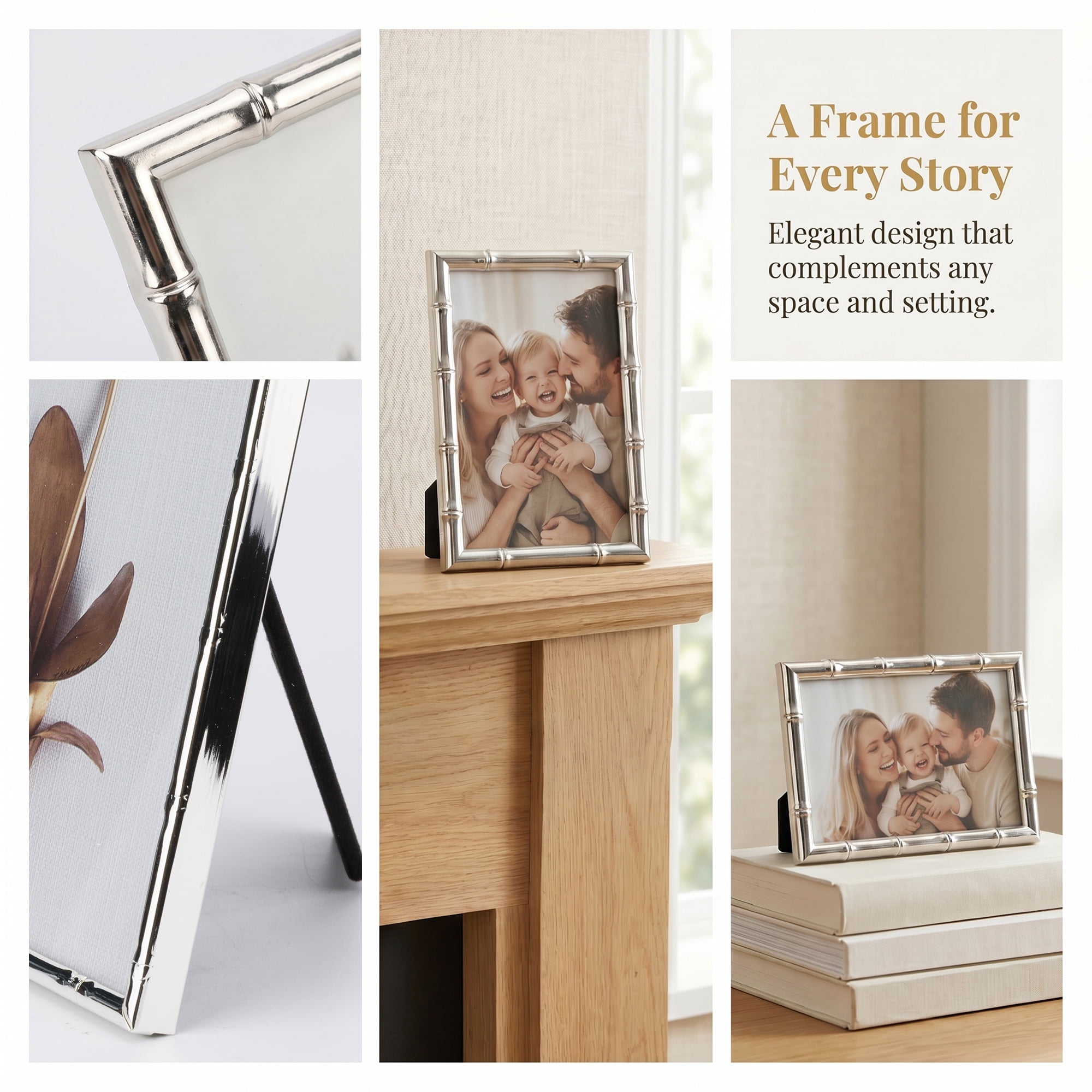 Unique Bargains Metal Picture Frame Chinoiserie Photo Frame with HD Glass Silver 4" x 5"